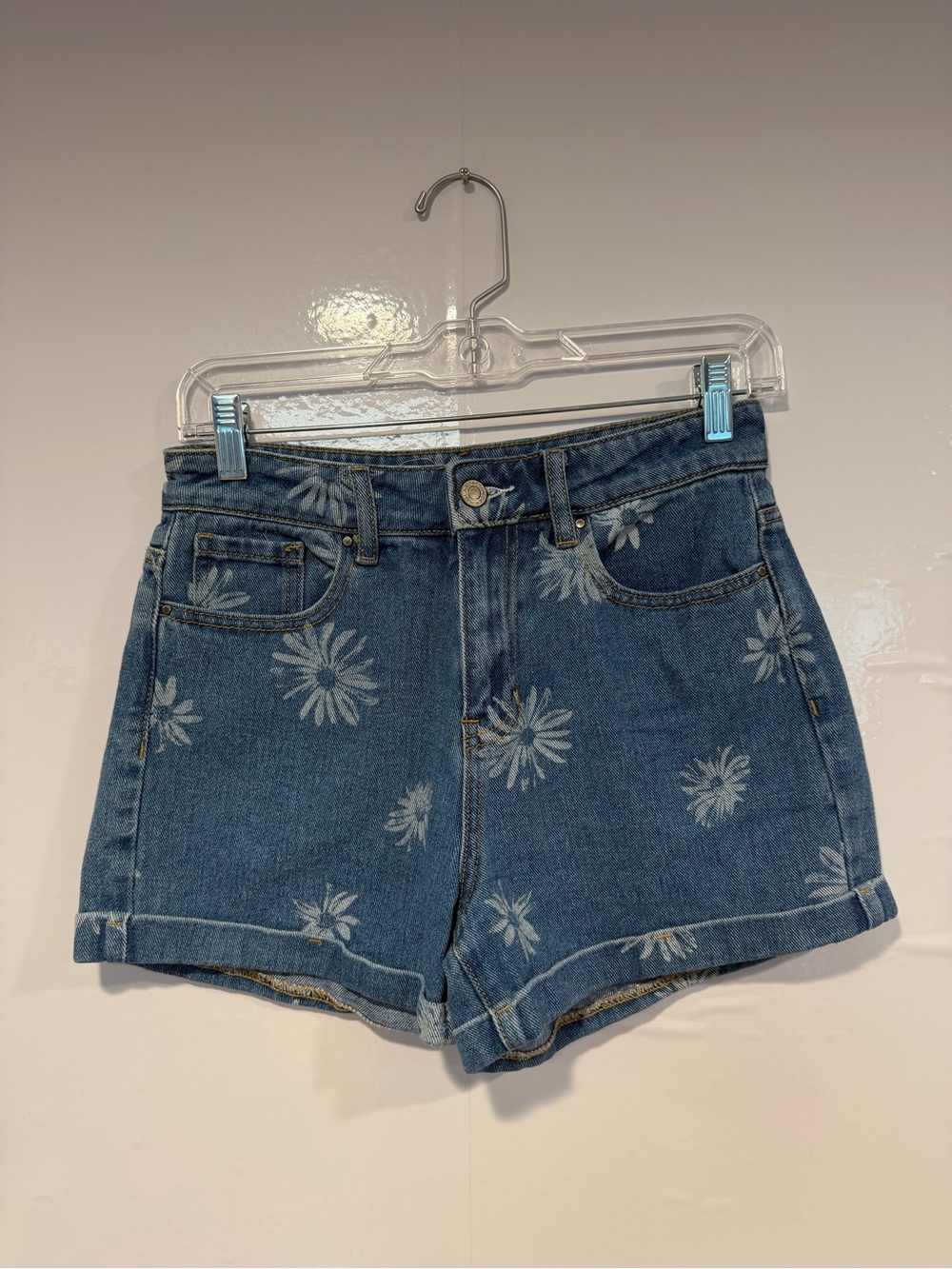 High-Waist Daisy Print Pacsun Denim Mom Shorts